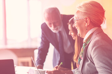 Business team having meeting in office. Diversity.