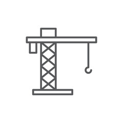 Tower crane vector icon symbol construction tools isolated on white background