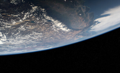 View of planet Earth close up with atmosphere during a sunrise 3D rendering elements of this image furnished by NASA