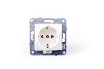 studio lighting. socket and switch on a white background, Close-up.