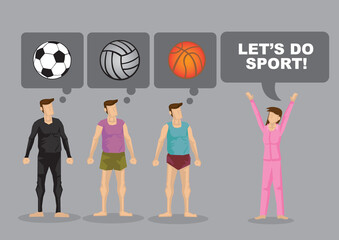 Lets Do Sport Cartoon Vector Illustration