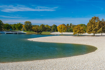Lake Bundek in park in autumn in Zagreb, Croatia