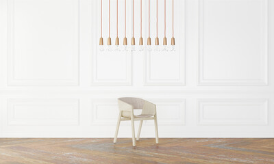 multi bulb lamp with chair in modern interior