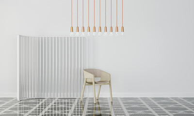 multi bulb lamp with chair in modern interior