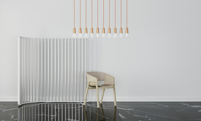 multi bulb lamp with chair in modern interior