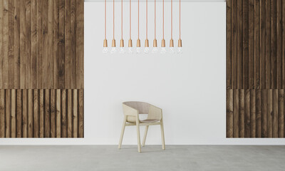 multi bulb lamp with chair in modern interior