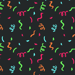 Pattern with doodle confetti for web design, textile and wrapping. Vector background. Hand drawn