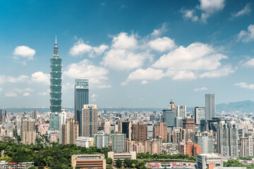 Fototapeta na wymiar Timelapse of Taipei with beautiful day