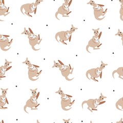 Hello from Kangaroos Vector Graphic Seamless Pattern