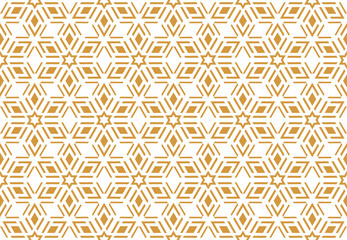 Abstract geometric pattern. A seamless vector background. White and gold ornament. Graphic modern pattern. Simple lattice graphic design