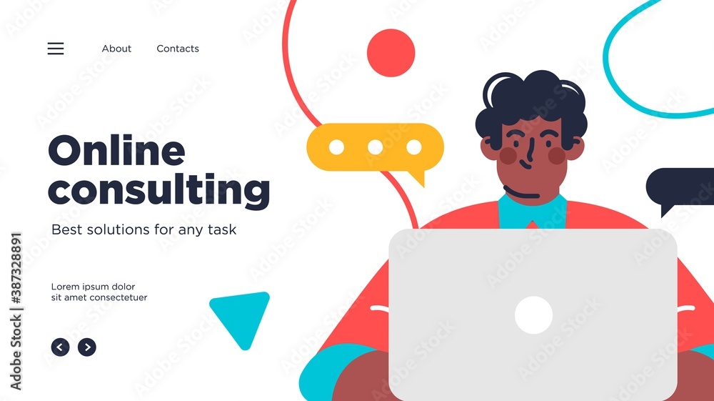 Poster professionals customer support service. landing page template design. modern flat design concept of 