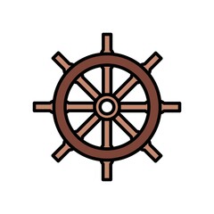 Obraz premium Ship Steering Icon Color Design Vector Template Illustration