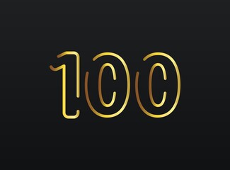 100 Year Anniversary celebration number vector, modern and elegant golden design. Eps10 illustration