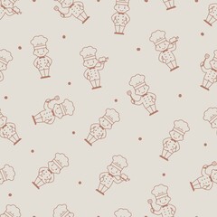Cute Chef Vector Cartoon Seamless Pattern