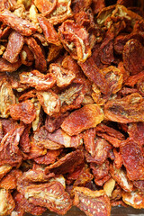 Close up pile of dried cherry tomato fruits
