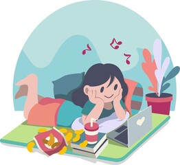 Enjoy the Holiday With Browsing Vector Illustration
