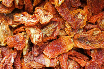 Close up pile of dried cherry tomato fruits