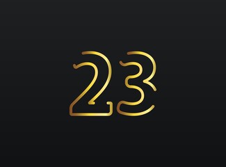 23 Year Anniversary celebration number vector, modern and elegant golden design. Eps10 illustration