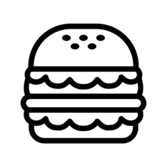 Vector high quality hamburger line icon isolated on white background. American classic food concept