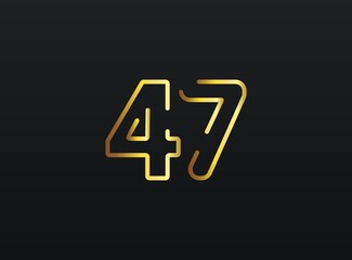 47 Year Anniversary celebration number vector, modern and elegant golden design. Eps10 illustration