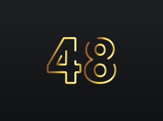 48 Year Anniversary celebration number vector, modern and elegant golden design. Eps10 illustration