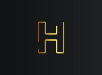 H number logo, modern and elegant golden design. Eps10  vector illustration