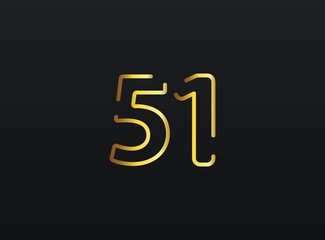 51 Year Anniversary celebration number vector, modern and elegant golden design. Eps10 illustration