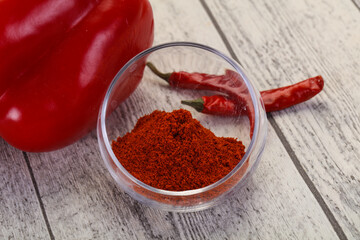 Paprika powder in the bowl