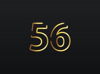 Fototapeta premium 56 Year Anniversary celebration number vector, modern and elegant golden design. Eps10 illustration