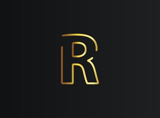 R number logo, modern and elegant golden design. Eps10  vector illustration