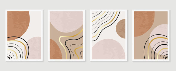 Abstract wall arts vector collection.  Earth tones organic shape Art design for poster, print, cover, wallpaper, Minimal and  natural wall art. Vector illustration..