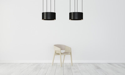 minimal business interior with black round double amp