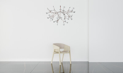 Light interrior with with minimalistic lamp