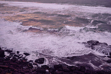 Beautiful ocean waves  and rocks.