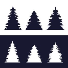 Colored element of christmas Forest silhouette for the new year holiday. Winter illustration of spruce for december emblem and logo nature theme design