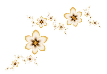 Garland of fractal flowers on a white background