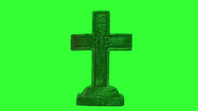 Halloween Background Element On Chroma Key A Candlelit Cross Shaped Grave 