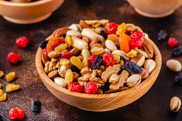 Snack of Nuts and Dried Fruit.