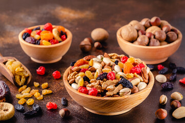 Snack of Nuts and Dried Fruit.