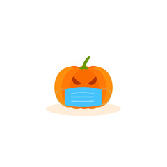 This is a pumpkin in mask on white background.