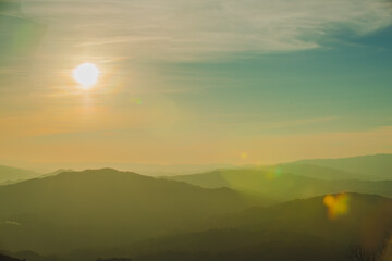Fototapeta premium Sunset at Doi Chang Mub , Mae Fa Luang ,Chiang Rai , Thailand.
