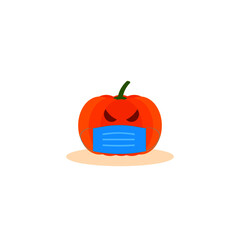 This is a pumpkin in mask isolated on white background.