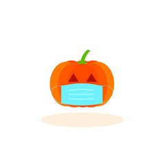 This is a pumpkin in mask isolated on white background.