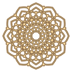 Eid Al-Adha silhouette ornament. Laser cutting mandala. Wooden decal. 3 layers for 3d modular look. Islamic luxury concept. Golden floral pattern. Vector coaster lasercut design.