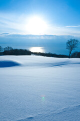 Obraz premium 渡島半島と内浦湾の雪景色