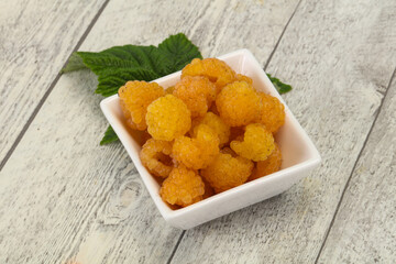 Sweet ripe tasty yellow raspberry