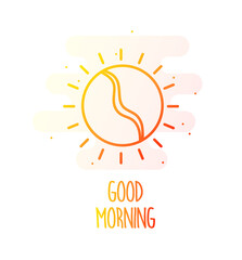 The sun in the form of a coffee bean in color linear style. Vector gradient icon. - 387337838