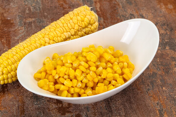 Young corn seeds in the bowl