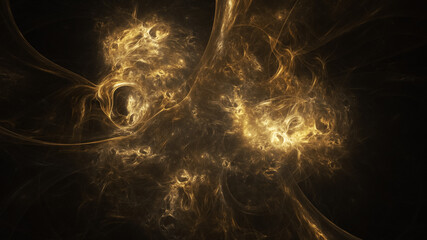 Abstract colorful golden swirly shapes. Fantasy light background. Digital fractal art. 3d rendering.
