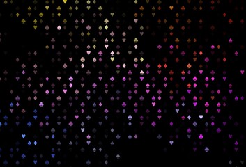 Dark Multicolor, Rainbow vector background with cards signs.